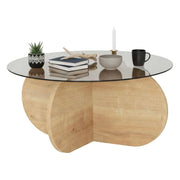 Nila, Tavolino da Salotto Effetto Fume, 75x75x35h cm Marrone Rovere