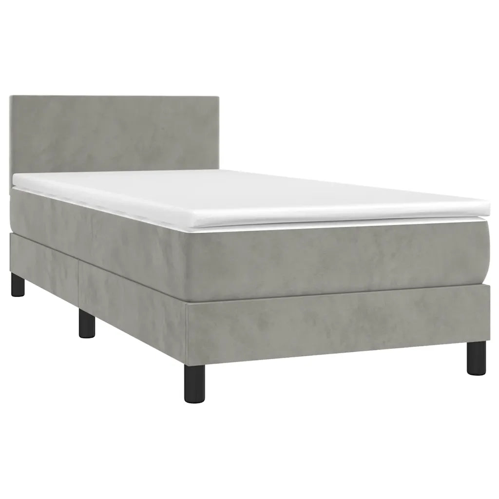 Letto a Molle Materasso e LED Grigio Chiaro 80x200 cm Velluto cod mxl 61215