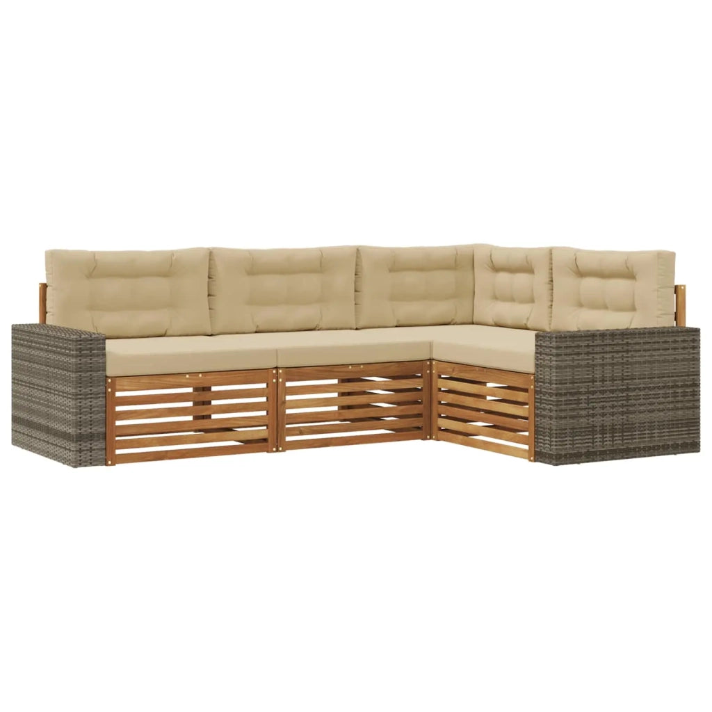 Set di divani da esterno 4 pz Naturale e Beige Poliestere 3383311
