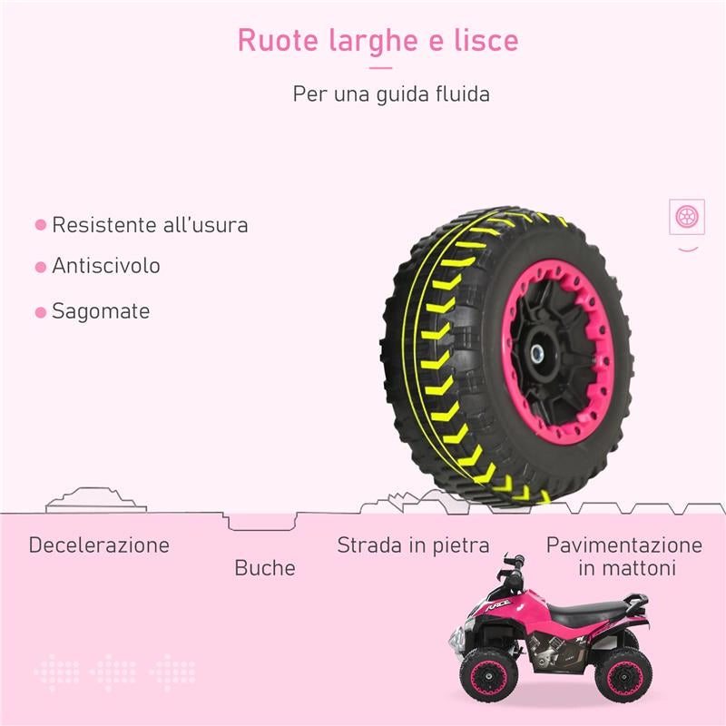 QUAD CAVALCABILE PER BAMBINI A SPINTA CON LUCI E SUONI 18-36 MESI ROSA E NERO