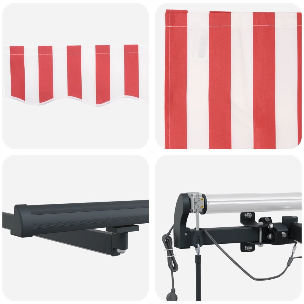 Tenda Retrattile Automatica con Strisce Rosse e Bianche 400x350 cm