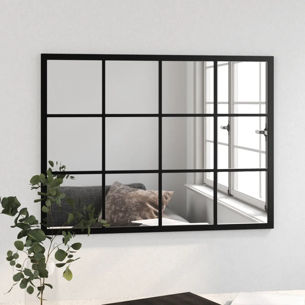Specchio da Parete Nero 80x40 cm in Metallo 342207