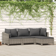 Set Divani da Giardino 4 pz con Cuscini in Polyrattan Grigio 362687