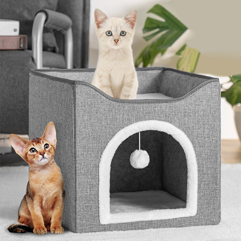 Cuccia per Gatti con Ingresso Tiragraffi, Casetta per Animali, Comoda e Resistente