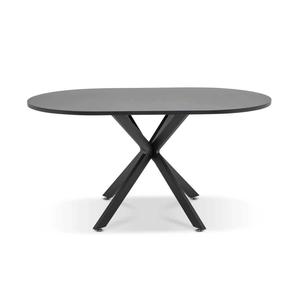 Marui - Tavolo da pranzo ovale in legno e metallo con piede centrale Kiso 180x100 cm - nero opaco