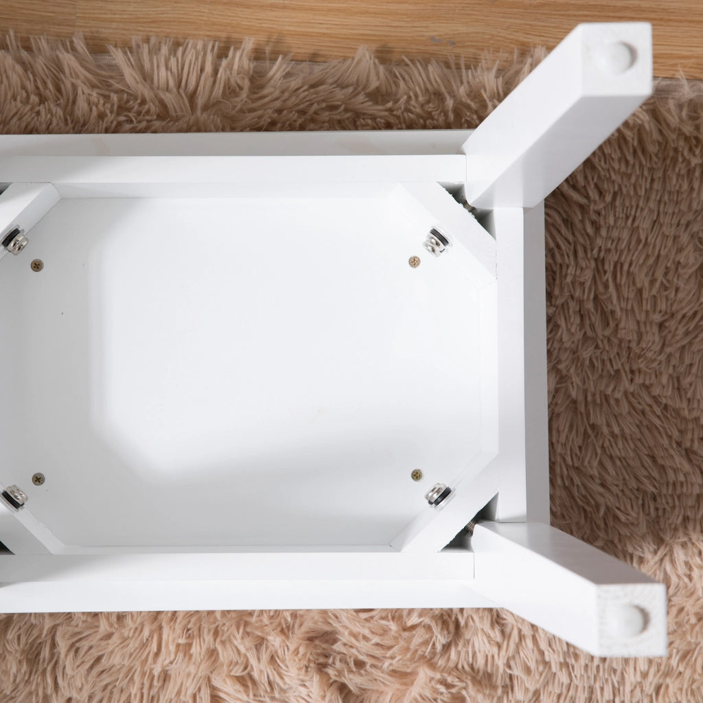 SGABELLO da trucco imbottito bianco in legno massello
