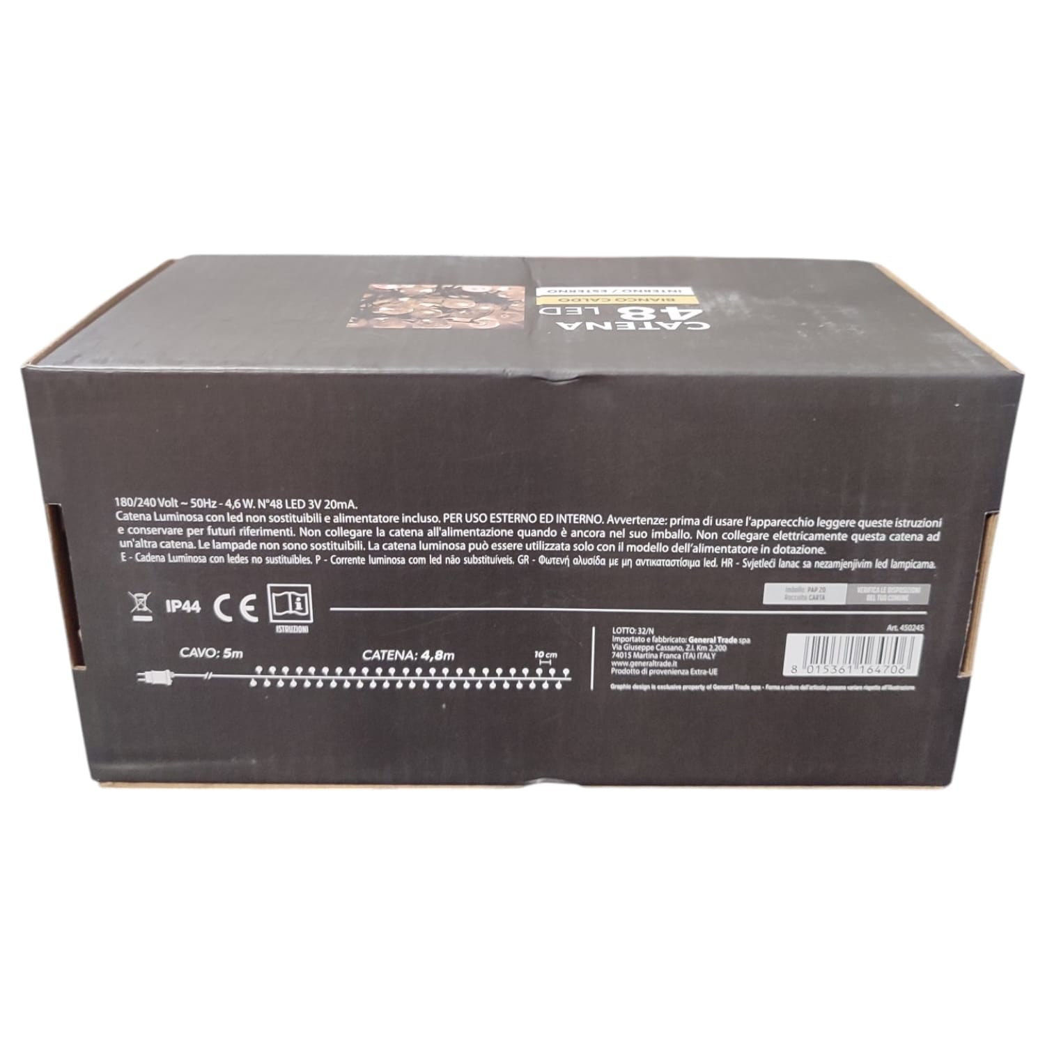 CATENA DI LUCI CON 48 LED BIANCO CALDO