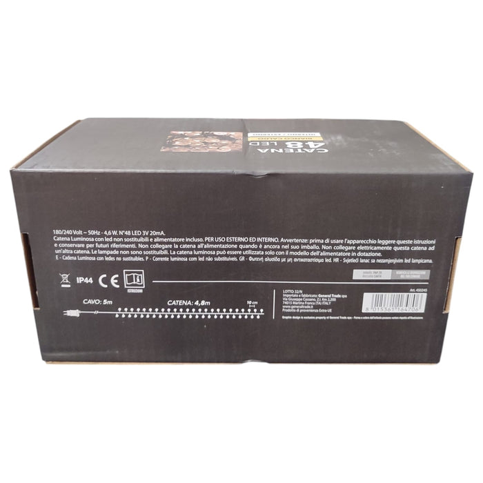 CATENA DI LUCI CON 48 LED BIANCO CALDO