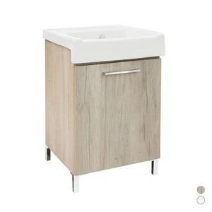 Mobile Lavatoio Con Lavabo In Ceramica 2 Ante Xilon - Bianco Classico - LxP 60x50 cm (2 anta)