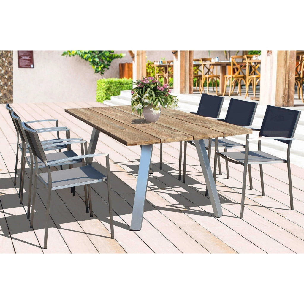 Poltrona da Giardino Impilabile in Acciaio Textilene cm 56x54x83 - DOLPH