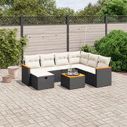 Set Divani da Giardino con Cuscini 8 pz Nero in Polyrattan