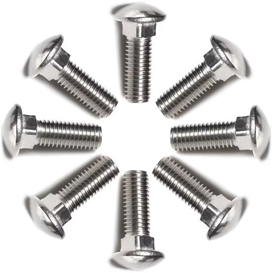 Viti M4x16mm - 60 pezzi - Acciaio inossidabile - Testa piatta - Avvamento a quadrato - Per fissaggio di legno/metallo - Viti a testa piatta