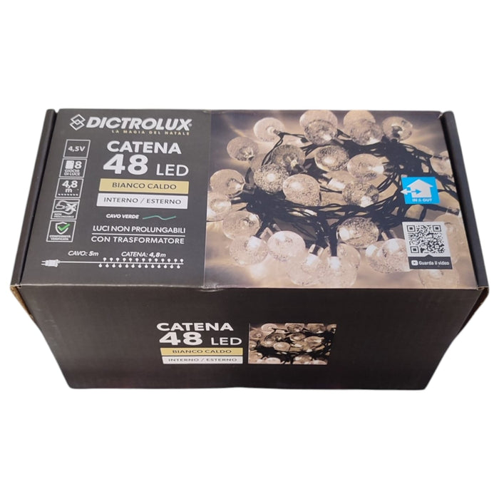 CATENA DI LUCI CON 48 LED BIANCO CALDO
