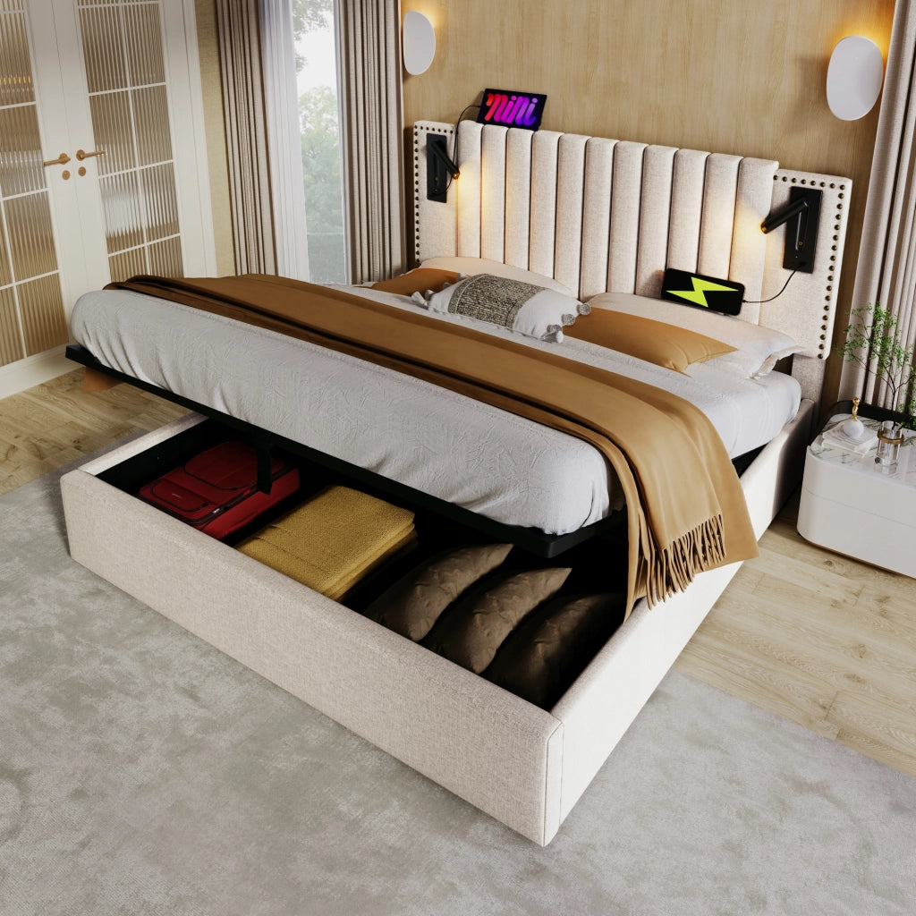 Letto singolo 140x200 - Xylo - Colore beige senza materasso