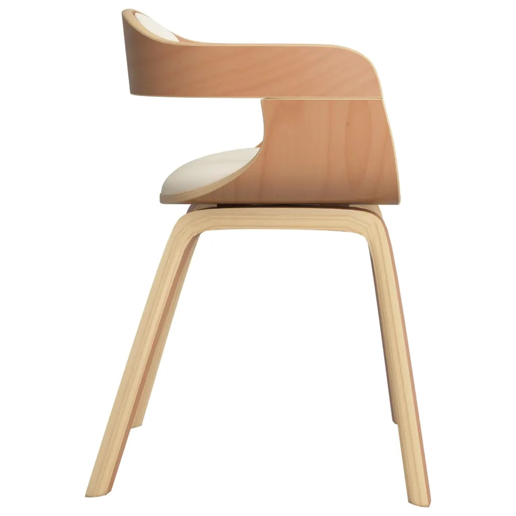 Sedia da Pranzo Crema in Legno Curvato e Similpelle cod mxl 23025