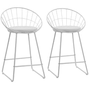Set di 2 sgabelli da bar 65cm in metallo bianco e cuscino bianco ALEX