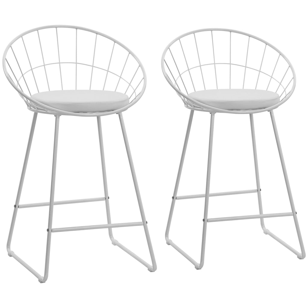 Set di 2 sgabelli da bar 65cm in metallo bianco e cuscino bianco ALEX