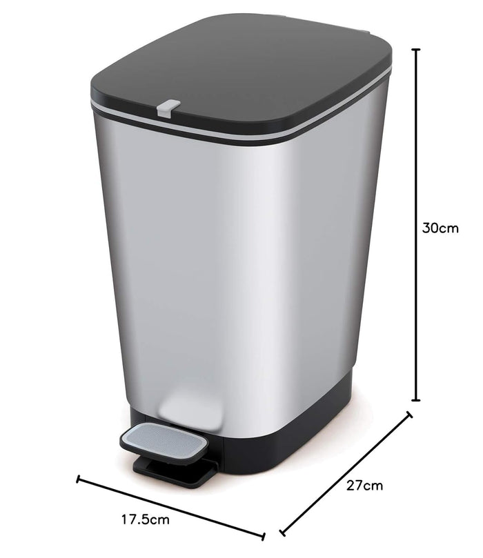 PATTUMIERA CHIC BIN CON PEDALE STEEL GRIGIA LT 6