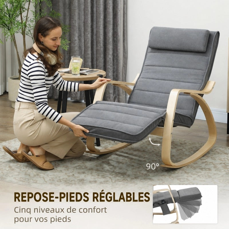POLTRONA A DONDOLO Massaggio e riscaldamento lombare 67x106x92 cm Grigio Poliestere