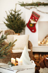 CANDELA LACCATA ALBERO DI NATALE ARTIGIANALE BIANCO ALTEZZA 13 CM