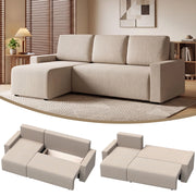 Divano letto angolare 3 posti in velluto ¨C zephmum ¨C beige