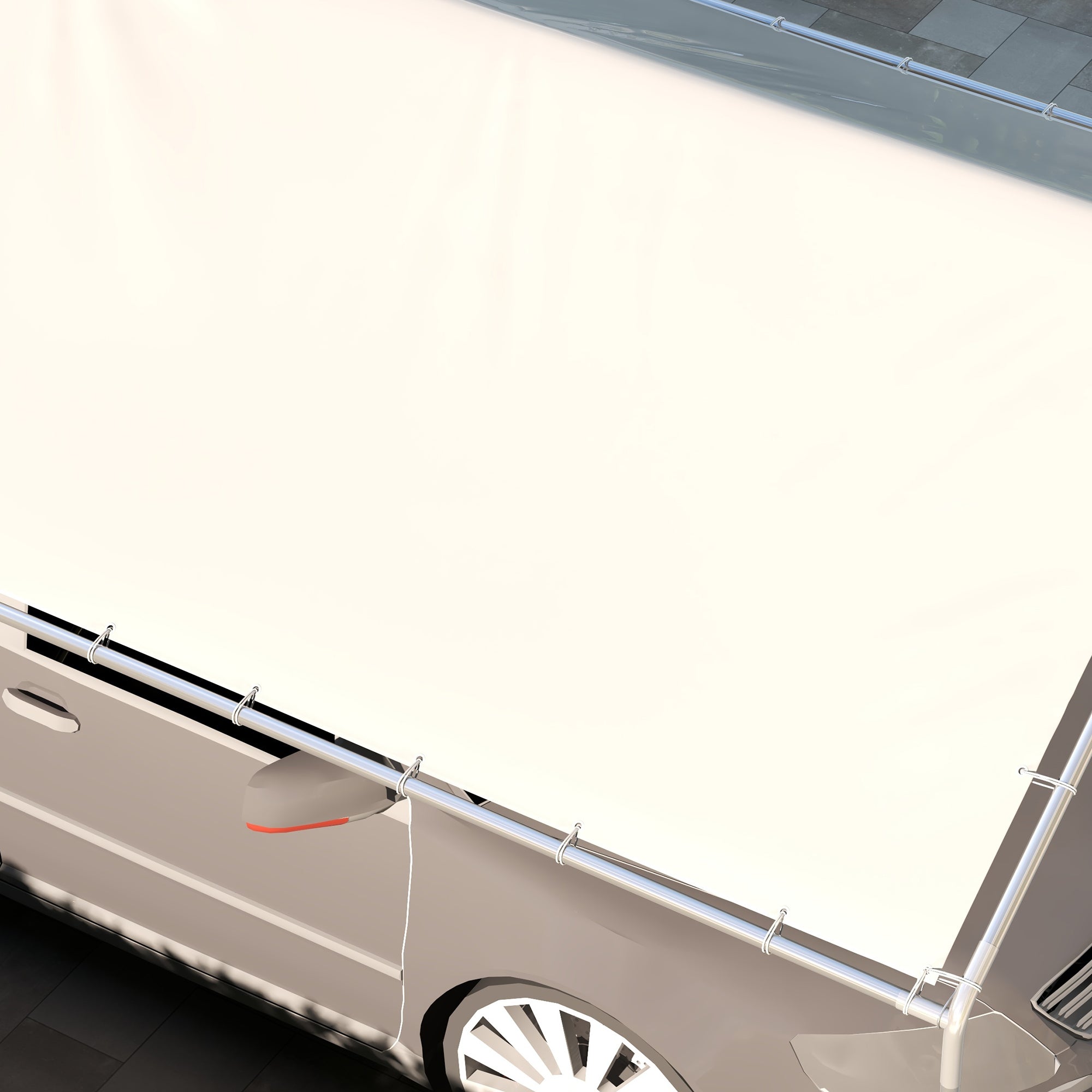 Copertura di Ricambio 600x300 cm Anti-UV per Carport Auto con Corde Elastiche in PE Bianco