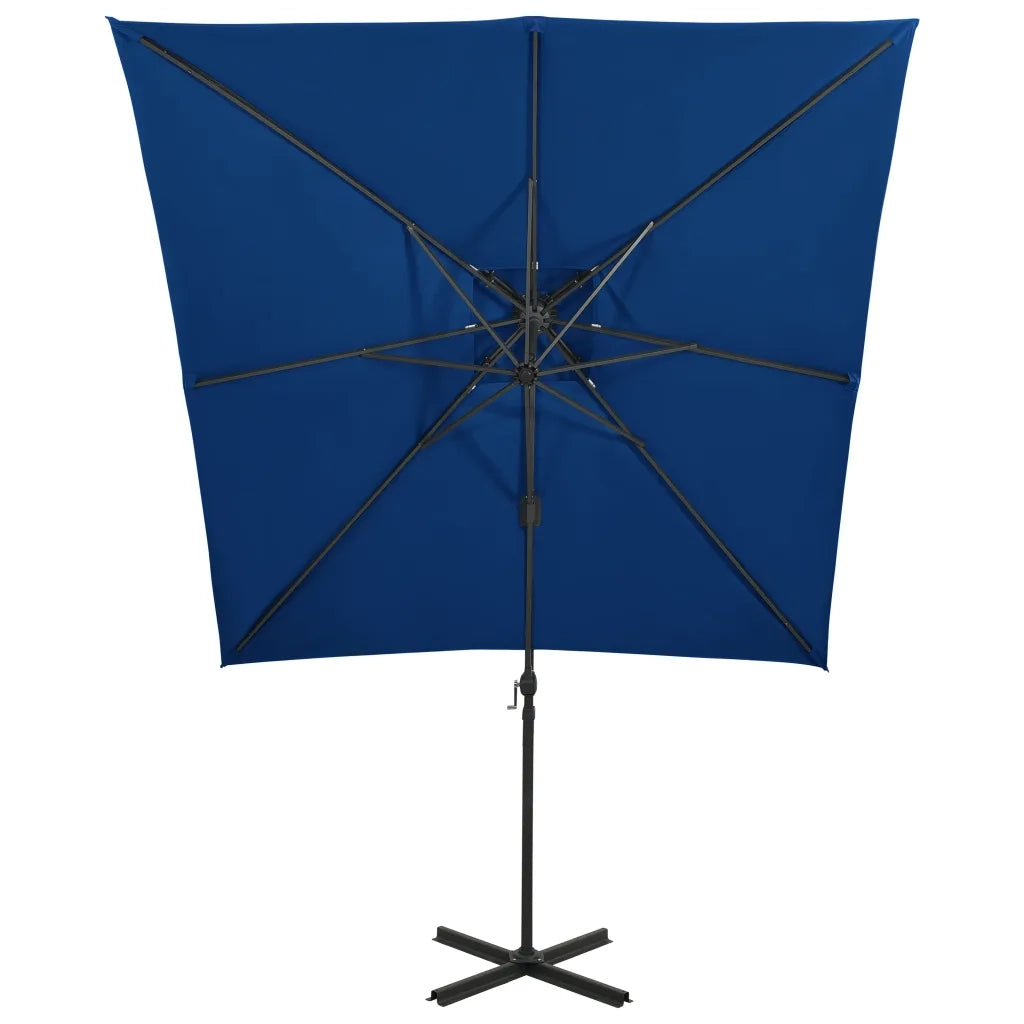 Ombrellone a Sbalzo con Doppia Copertura 250x250 cm Azzurro