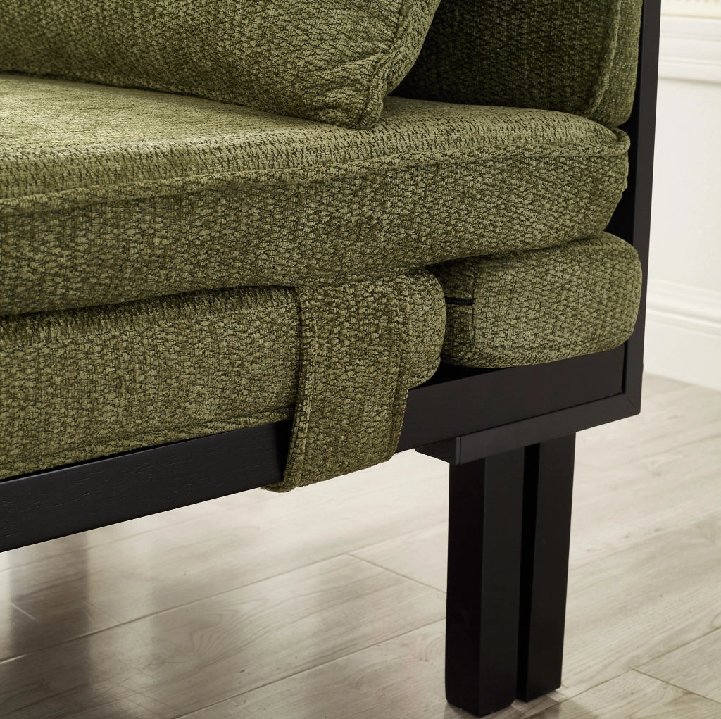 Poltrona letto pieghevole verde in velluto con porta USB Type-C