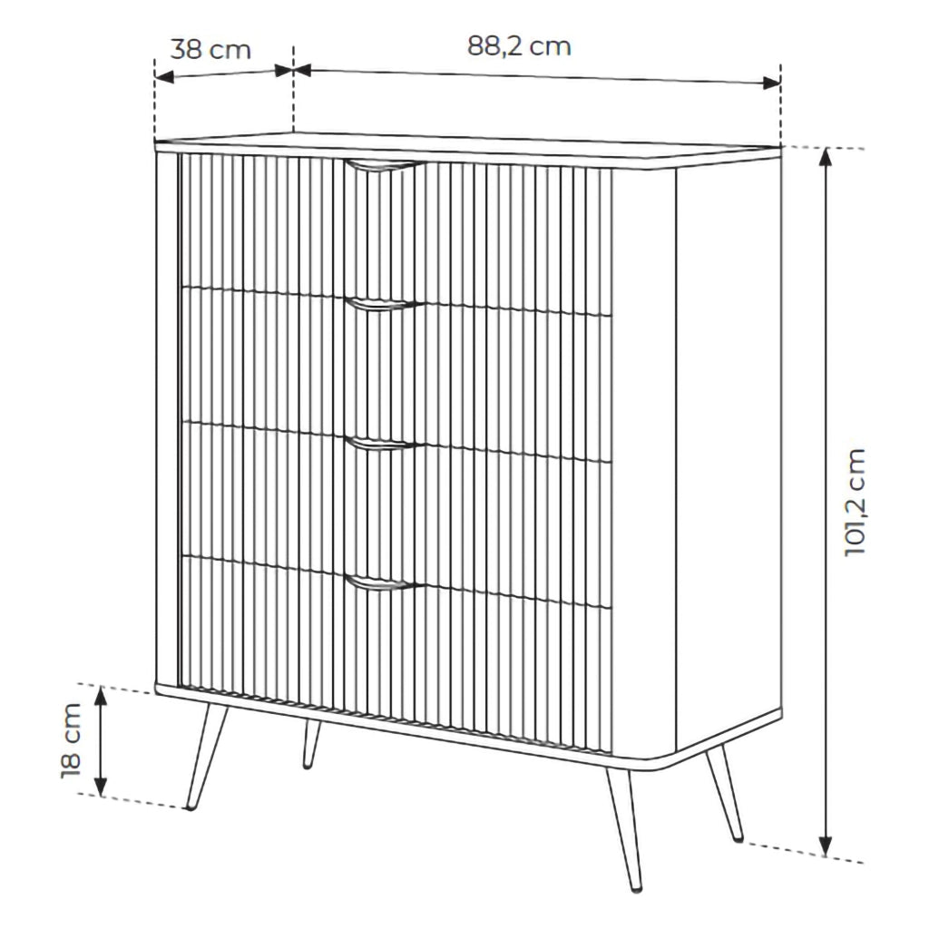 Madia Haliso, Credenza 4 Cassetti, 88x38x101h cm Beige