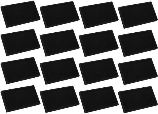 Organizzatore per gioielli 16 pezzi, tavolo da lavoro, ripiegabile, legno, scatole per gioielli, velluto, organizzatore, accessori, contenitore per orecchini, collane, anelli, bracciali (21,5 x 13 x 2,5 cm, nero)