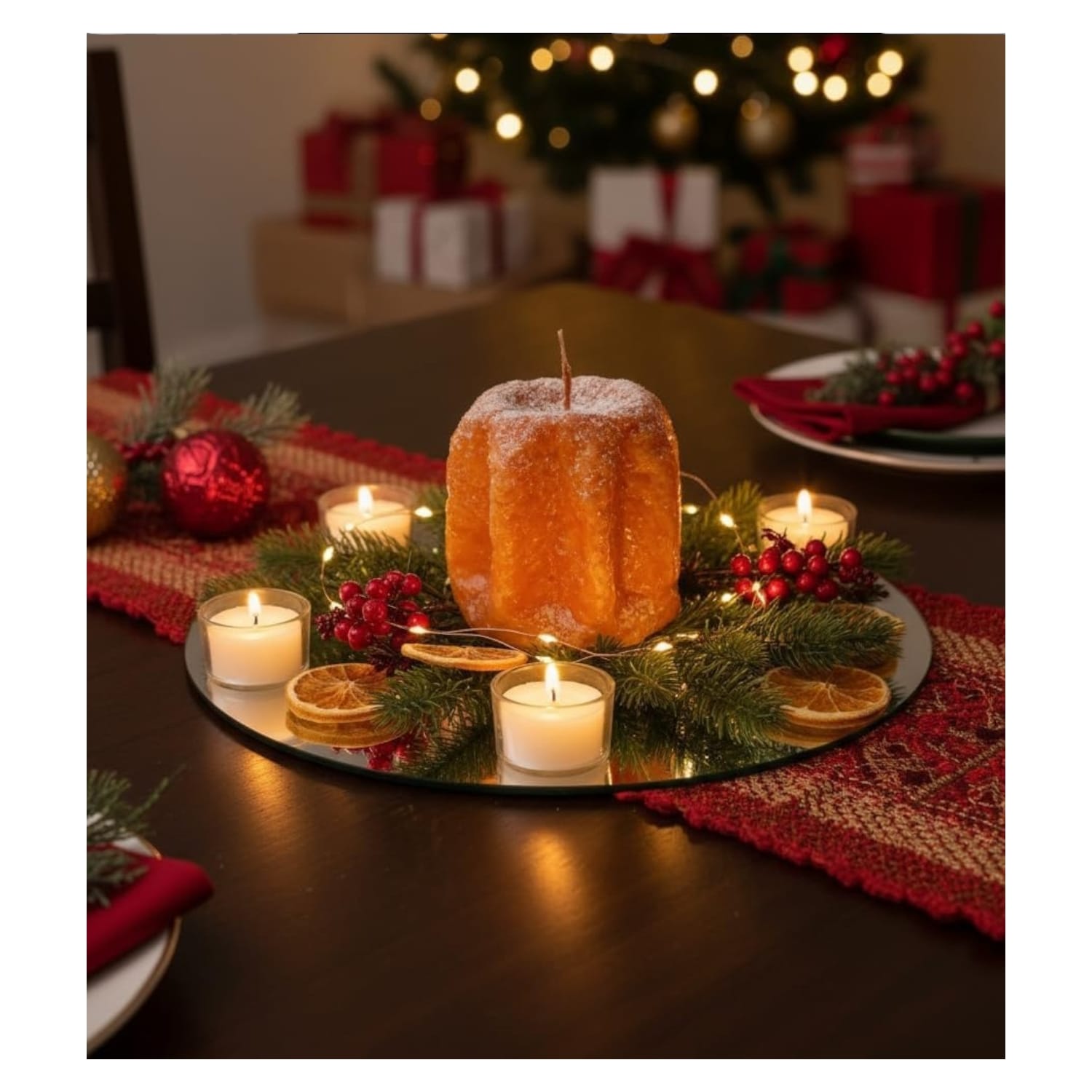 CANDELA NATALIZIA FORMA DI PANETTONE 9 CM