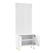 Mobile ingresso con 2 ante e 6 ganci - per ingresso - 70 x 35 x 180 cm - bianco