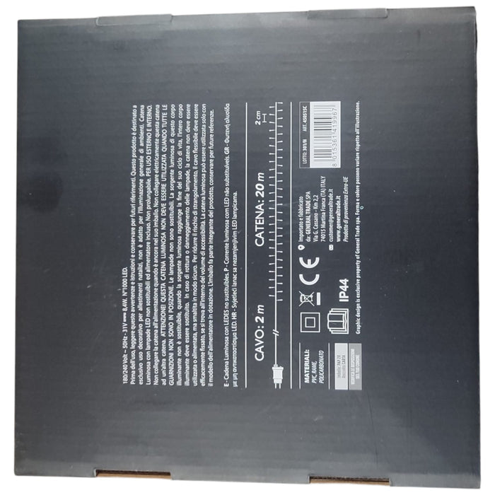 LUCI LED MULTICOLORE CANDY COLORI FREDDI 1000 LED 20 MT