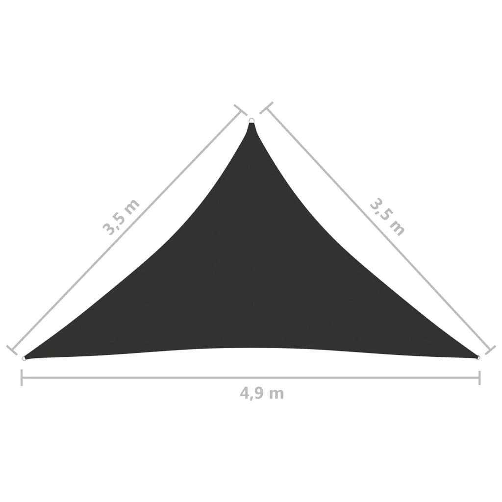 Vela ombreggiante triangolare in tessuto Oxford 3,5 x 3,5 x 4,9 m antracite 02_0009802