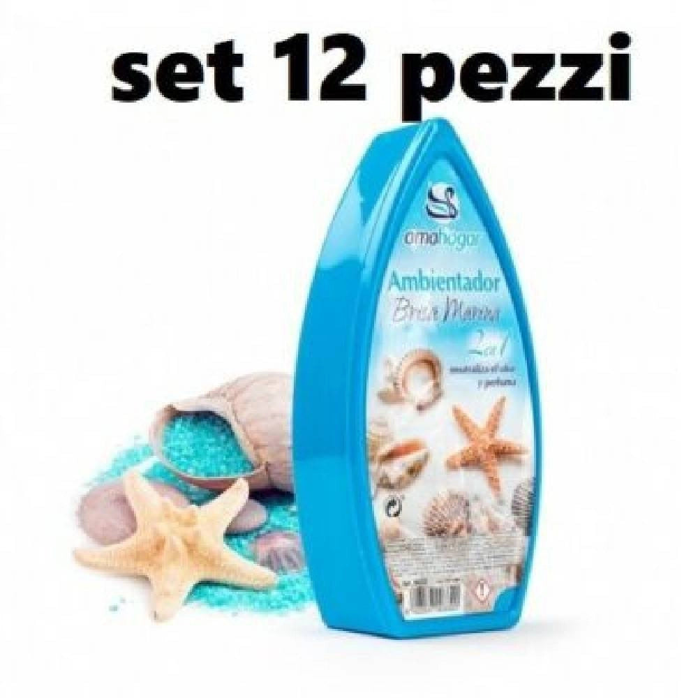 Trade Shop - Set 12 Deodoranti Gel Profumo Ambiente Assorbi Odori Fragranza Brezza Marina -