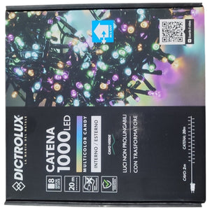 LUCI LED MULTICOLORE CANDY COLORI FREDDI 1000 LED 20 MT