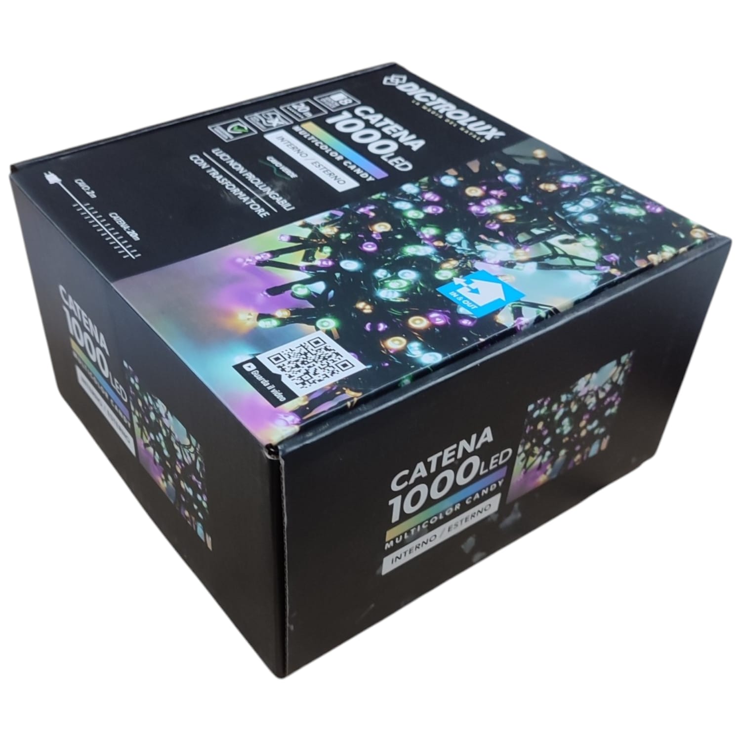 LUCI LED MULTICOLORE CANDY COLORI FREDDI 1000 LED 20 MT