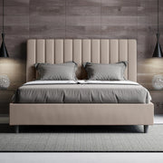 Letto imbottito Letto Matrimoniale alla Francese 150x190 cm Agueda - Similpelle,Senza rete,Tortora
