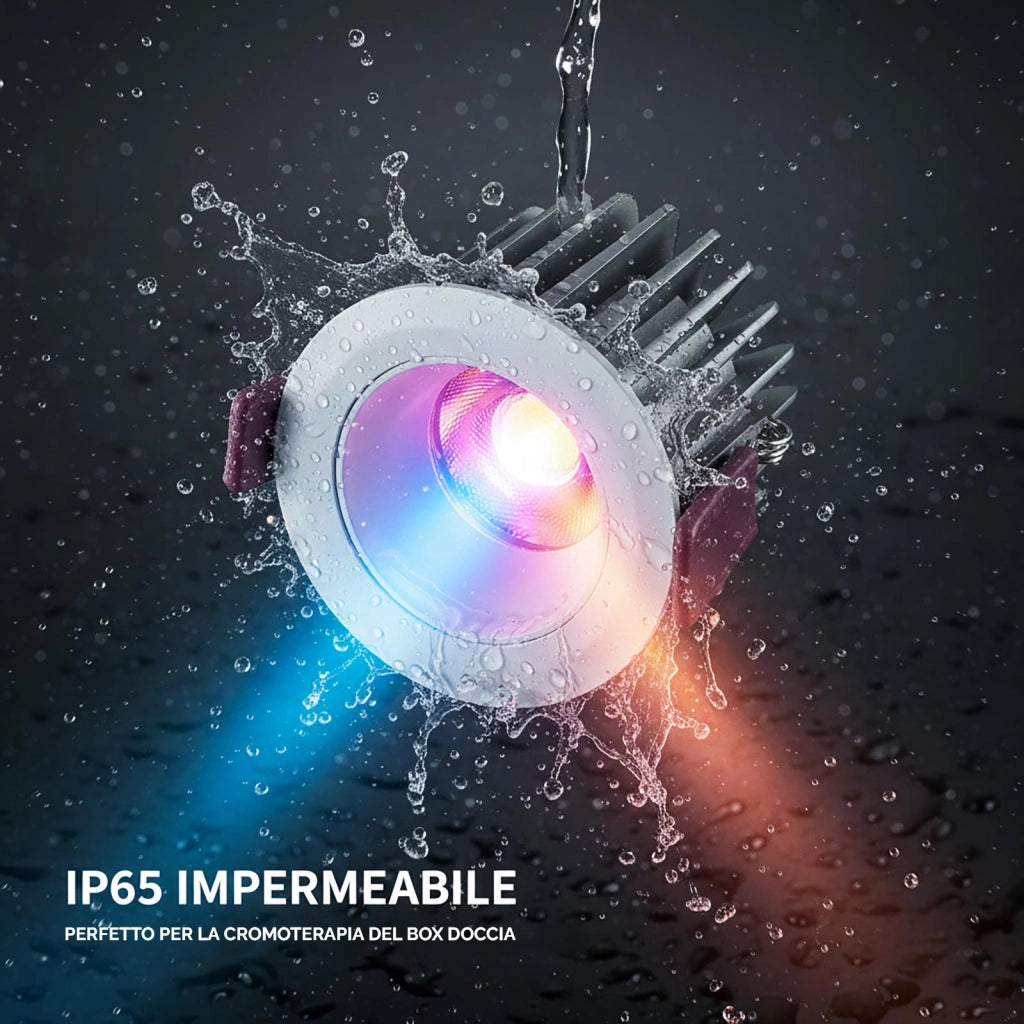 Faretto da incasso impermeabile IP65 tondo LED spot 10W RGB multicolore 24V luce colorata per esterni pensilina tettoia