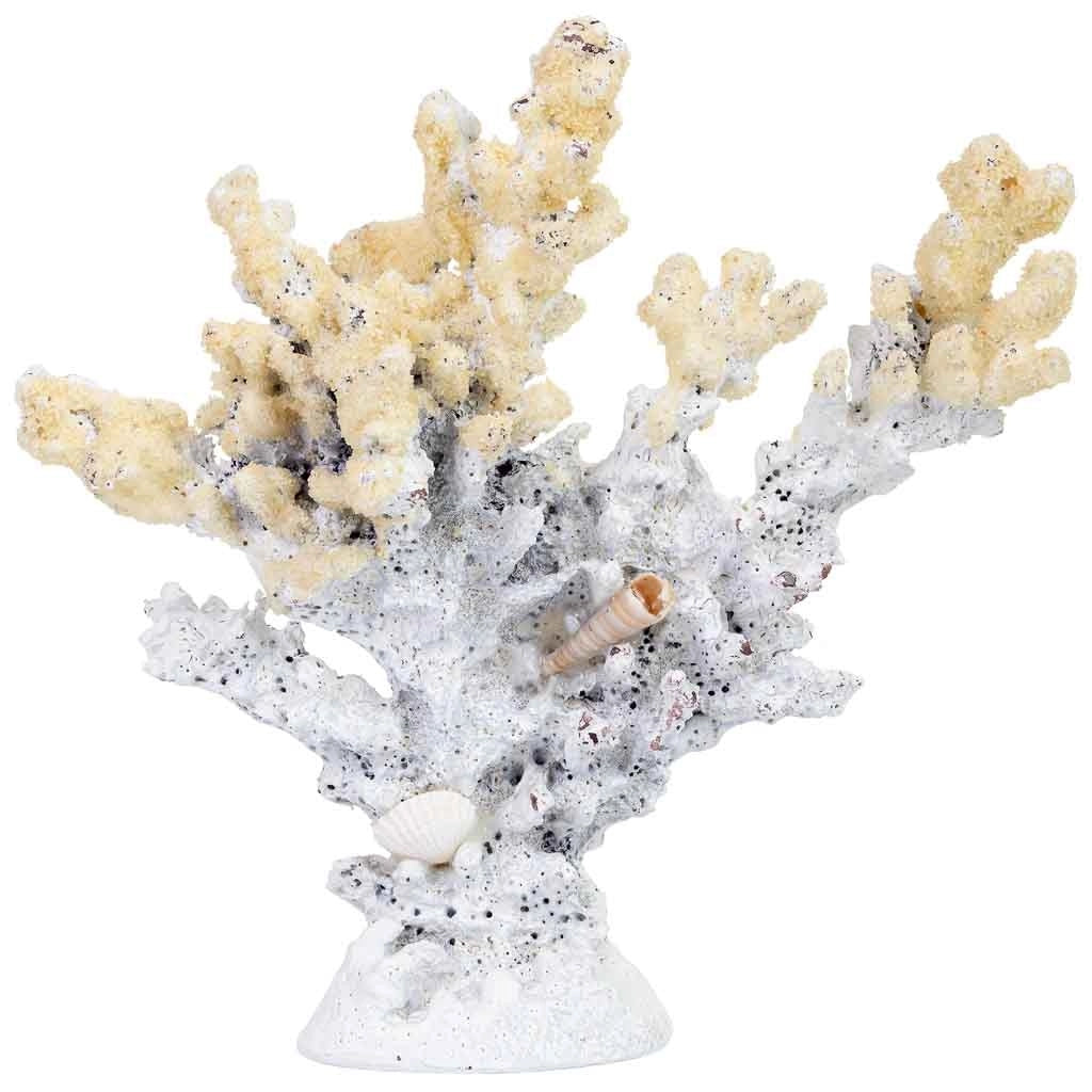 Figura decorativa a forma di corallo in resina bianca, 18x6x17h cm