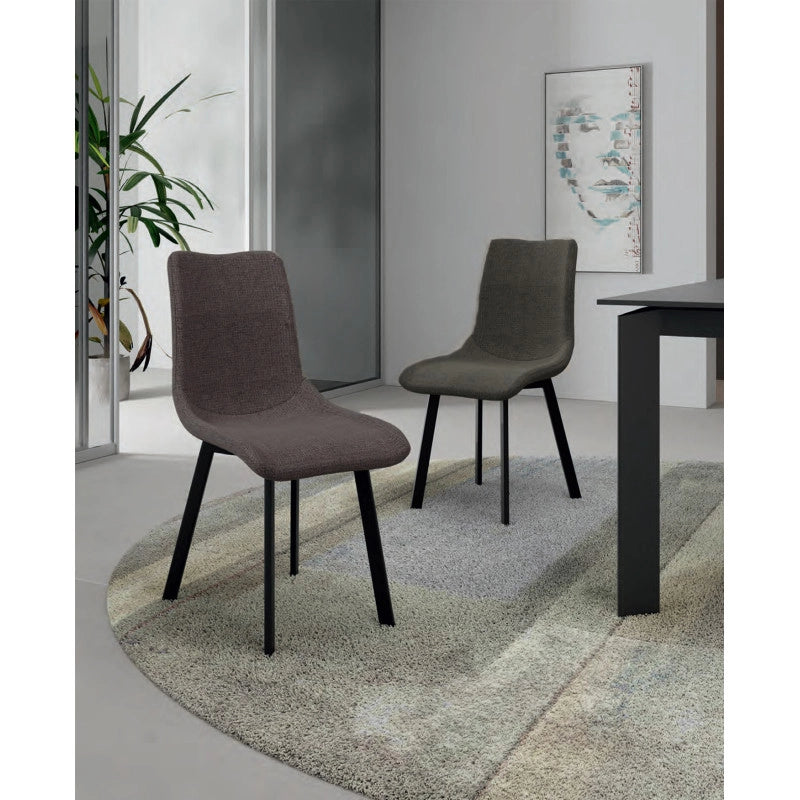Sedia rivestita in tessuto easy-clean Gambe in metallo verniciato Iris 45cm X 56cm H 86cm Stones
