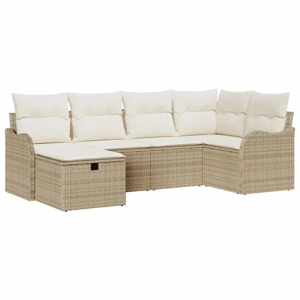 Set Divano da Giardino 6 pcs beige e panna Poly Rattan