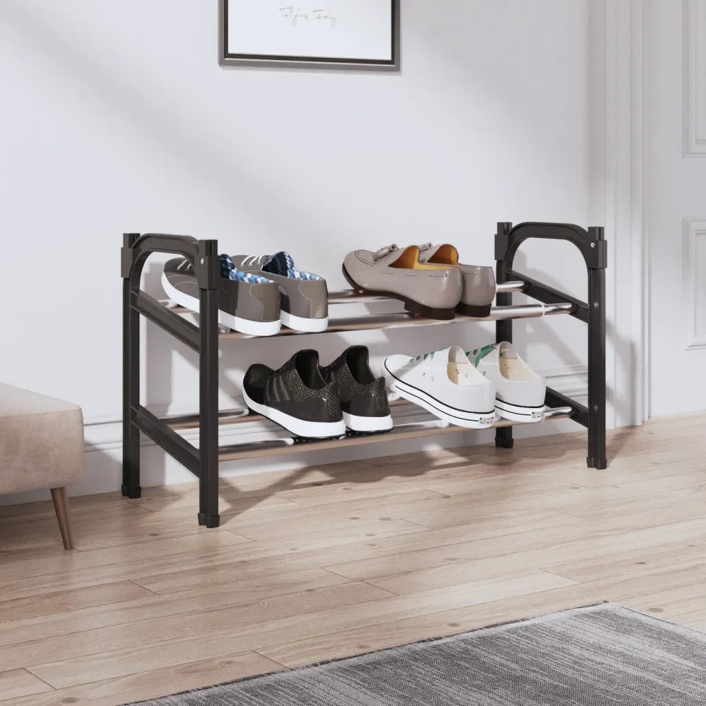 Scarpiera Estensibile a 2 Ripiani-Scaffale per scarpe 119x24x37 cm