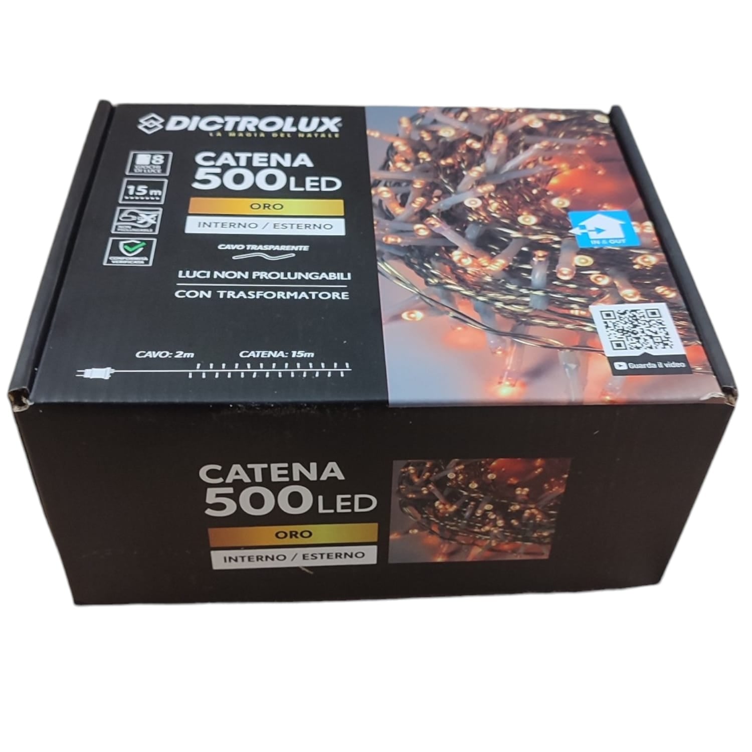 LUCI LED ORO 500 LED 15 MT INTERNO ESTERNO