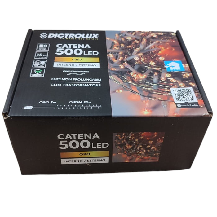 LUCI LED ORO 500 LED 15 MT INTERNO ESTERNO