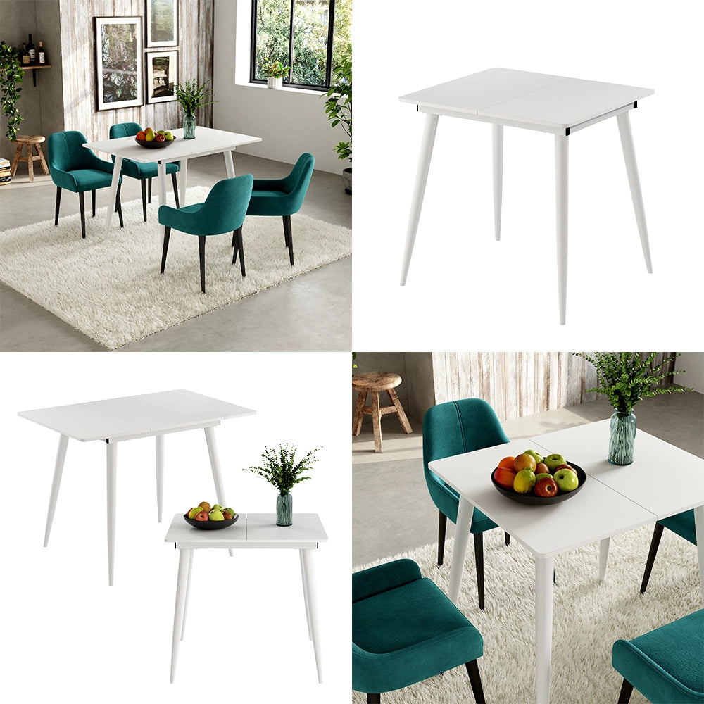 Vicco Tavolo da pranzo Bianco 80 x 70 cm Estensibile