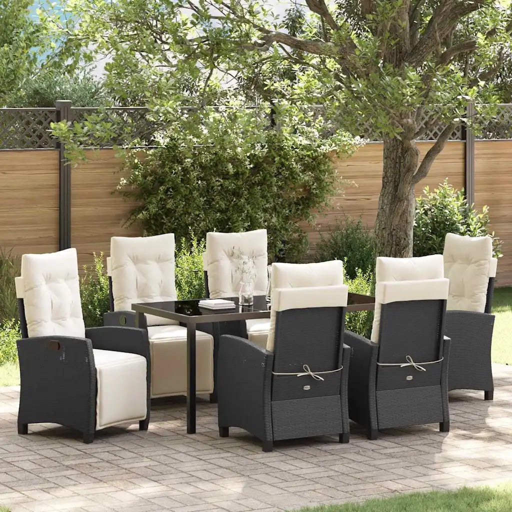 Set da Pranzo per Giardino con cuscino 7 pcs Nero polyrattan 3380418