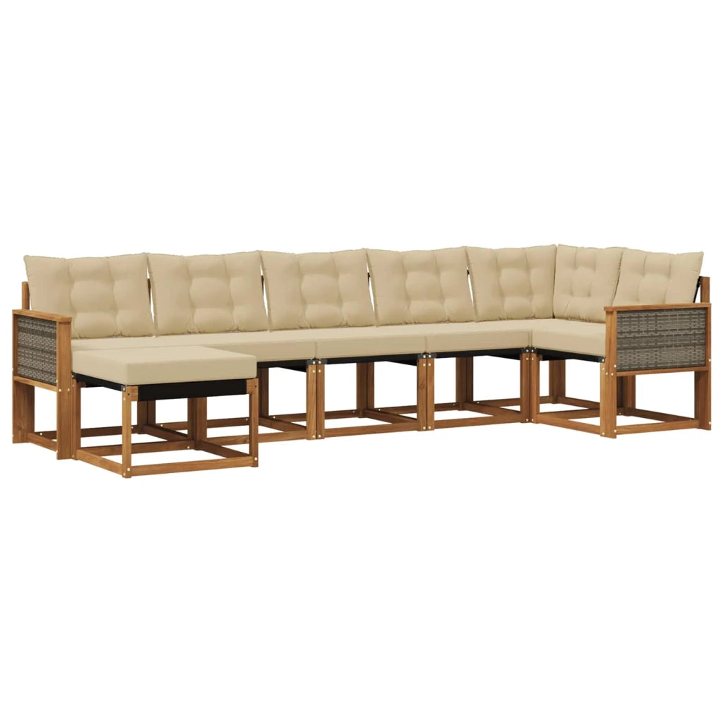 Set di divani da esterno 7 pz Naturale e Beige 3382093