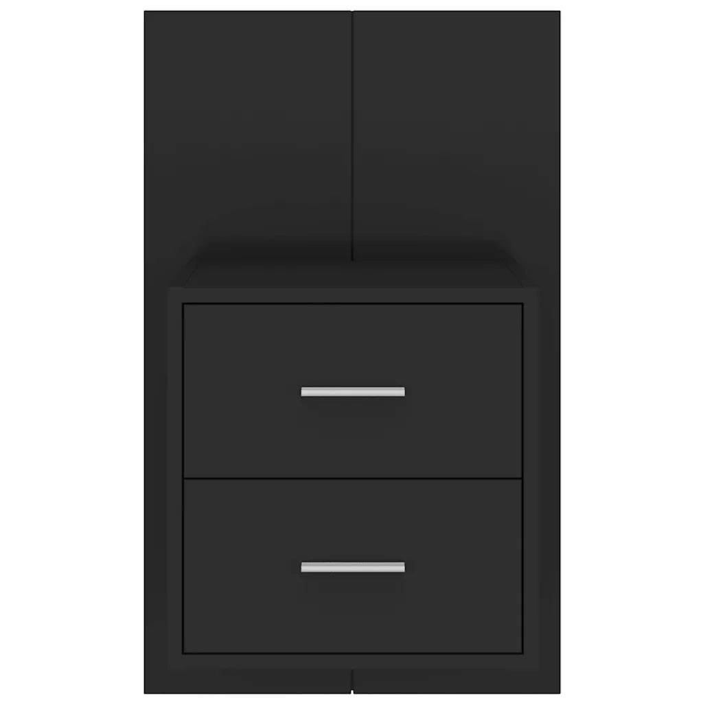 Comodino a Parete-Tavolino da notte sospeso Nero 360872