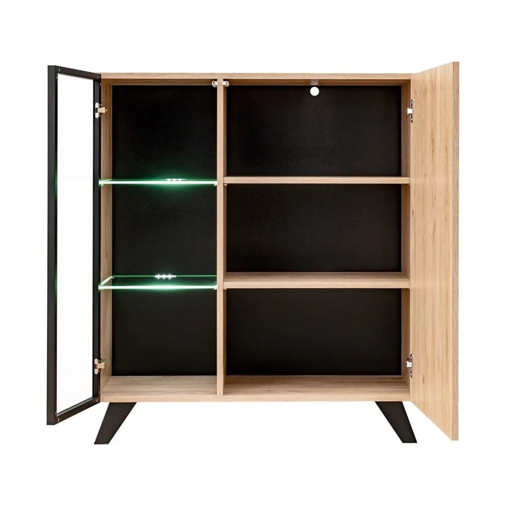 Set di 4 mobili da soggiorno NIELSEN – Camino decorativo in quercia e nero